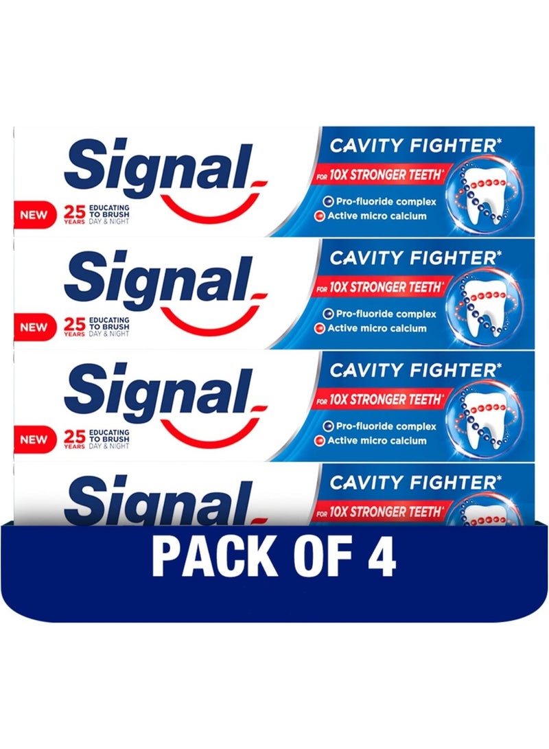 SIGNAL Fluoride Toothpaste, for fresh breath, Cavity Fighter, tooth paste for 10x stronger teeth, 75ml x 4 - Image 1